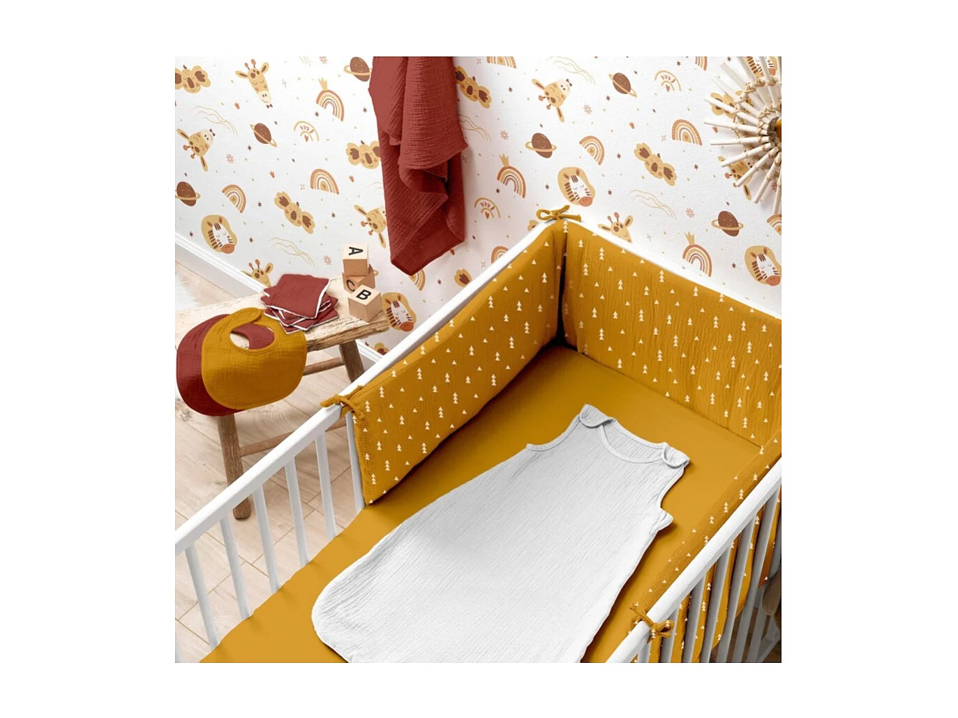 Drap Housse Bébé "Extensible" 70x140cm Moutarde