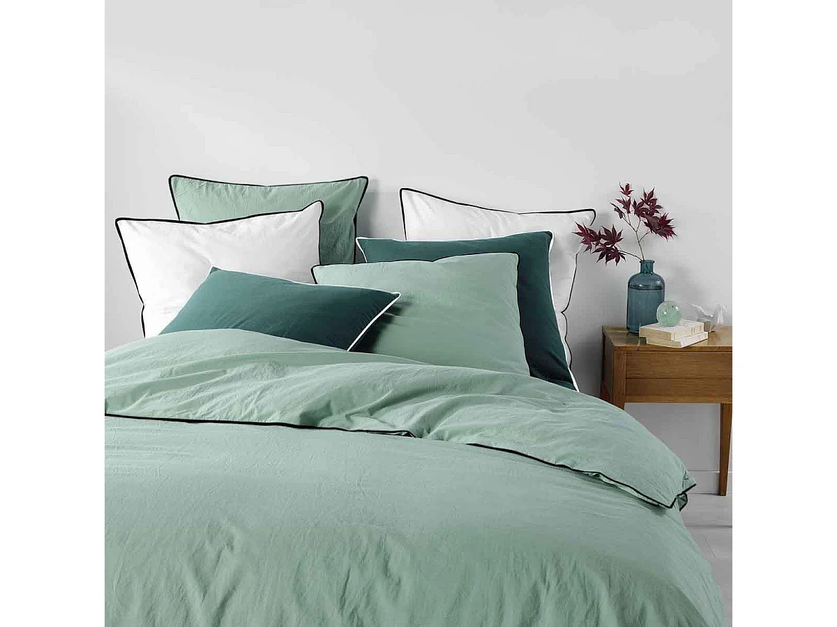 Drap Housse en Coton "Linette" 140x190cm Sauge