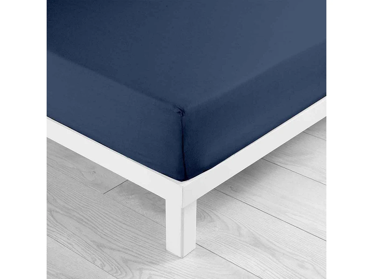 Drap Housse en Coton "Biolina" 140x190cm Bleu Nuit
