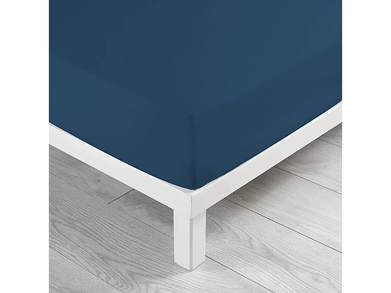 Drap Housse en Coton "Biolina" 140x190cm Bleu Nuit