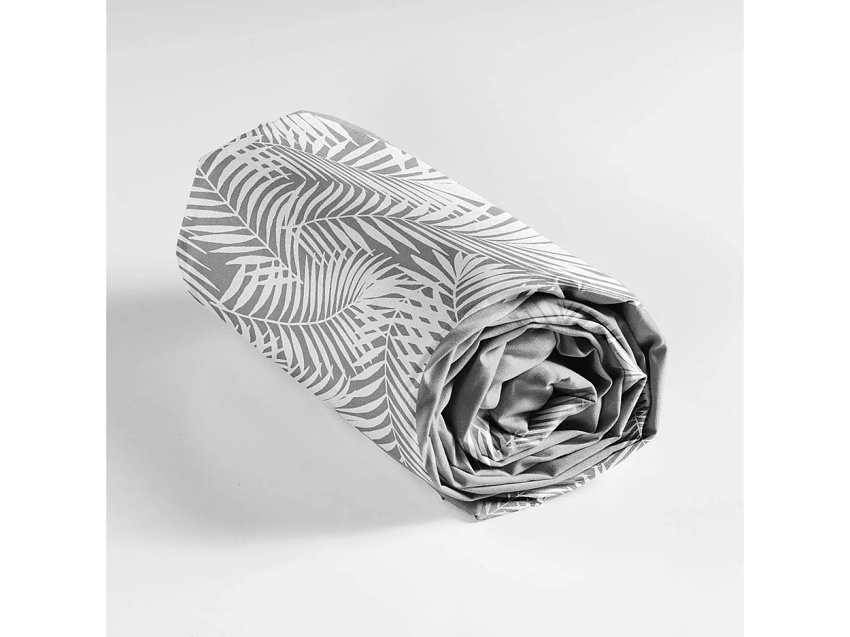 Drap Housse en Coton "Botania" 160x200cm Gris