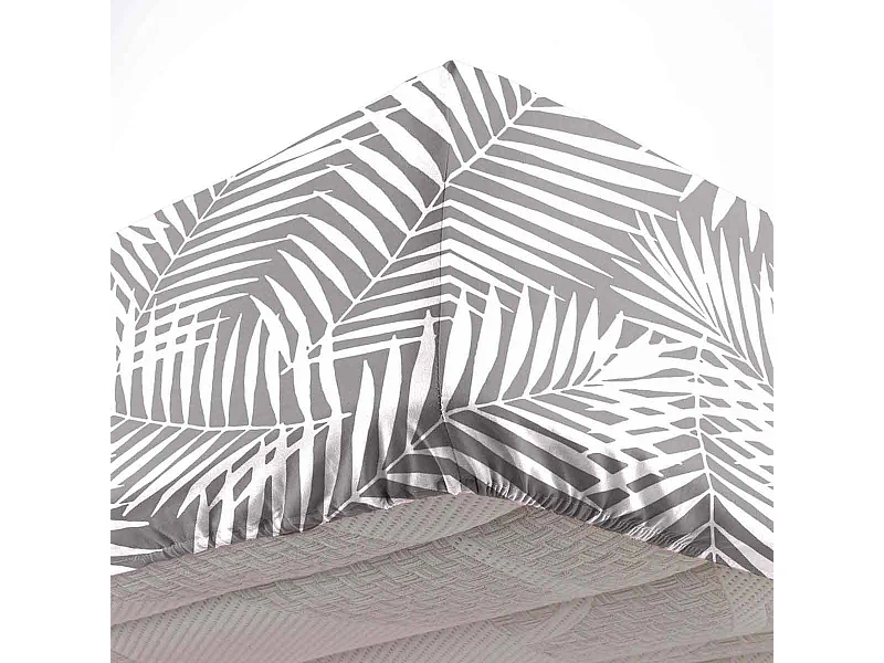 Drap Housse en Coton "Botania" 160x200cm Gris