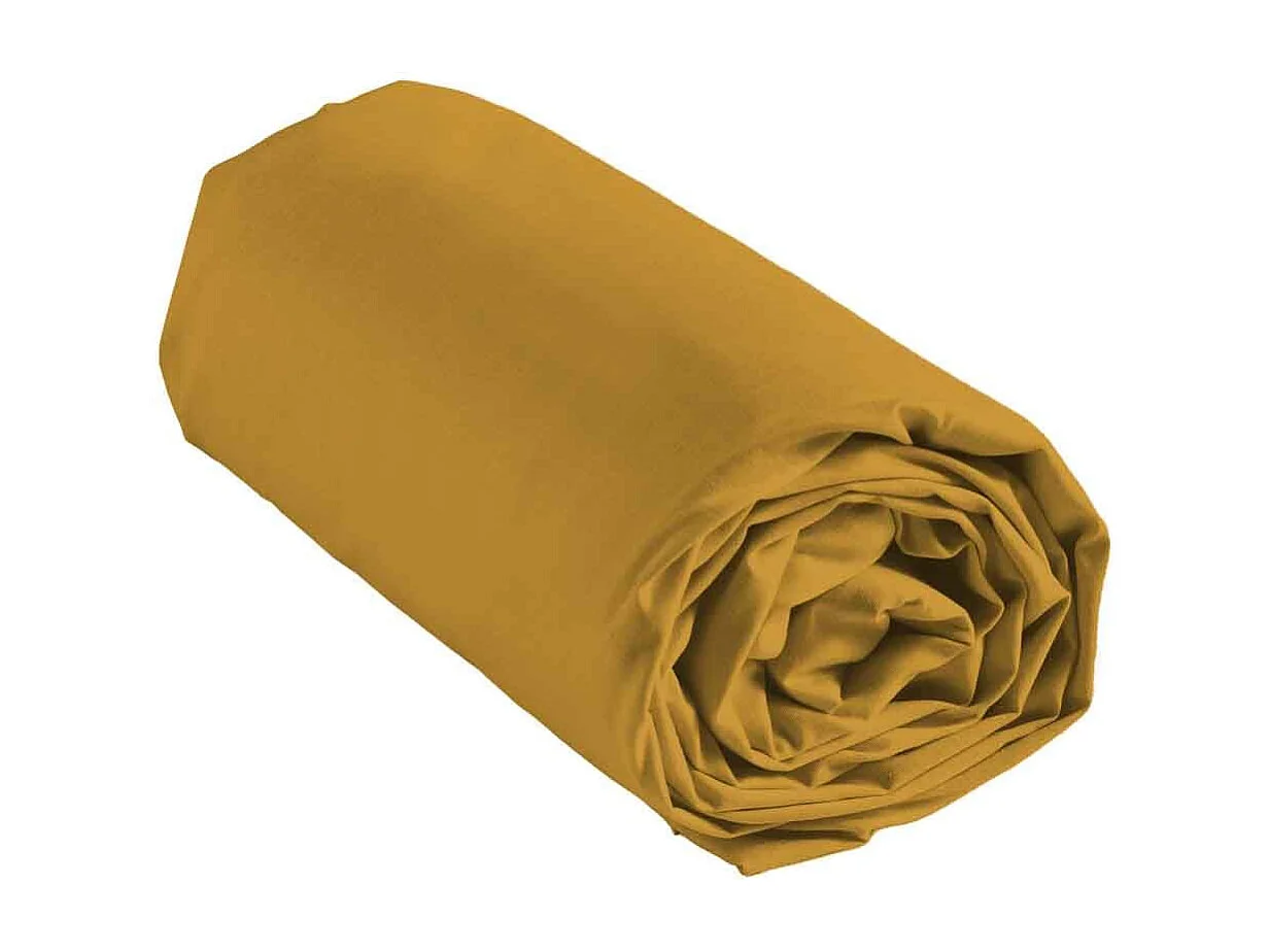 Drap Housse en Coton "Biolina" 90x190cm Ocre