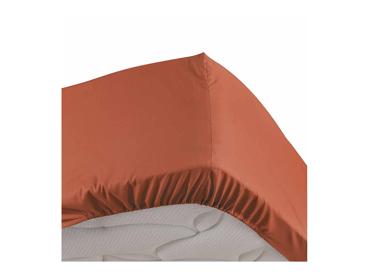 Drap Housse "Percaline" 140x190cm Terracotta