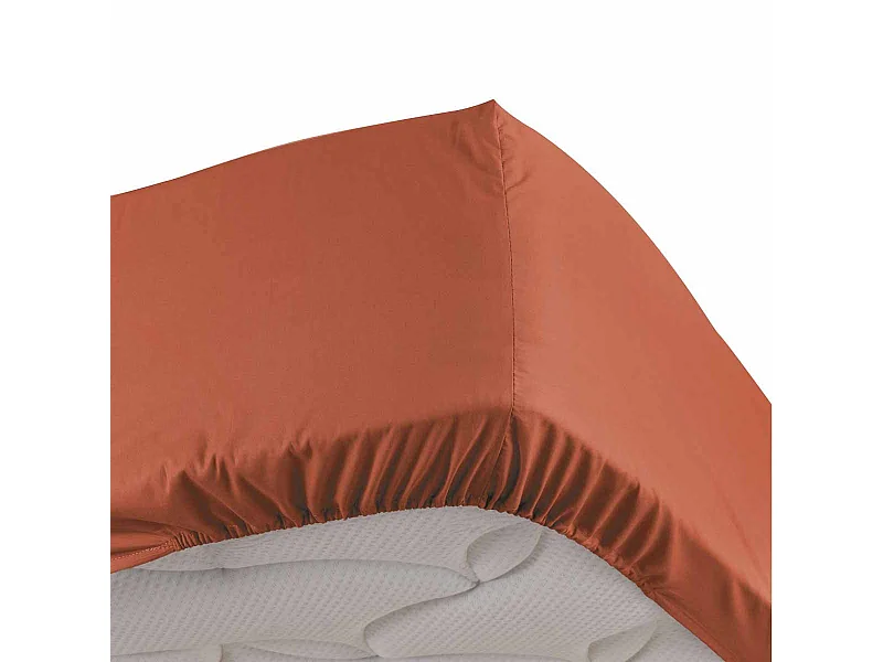 Drap Housse "Percaline" 140x190cm Terracotta