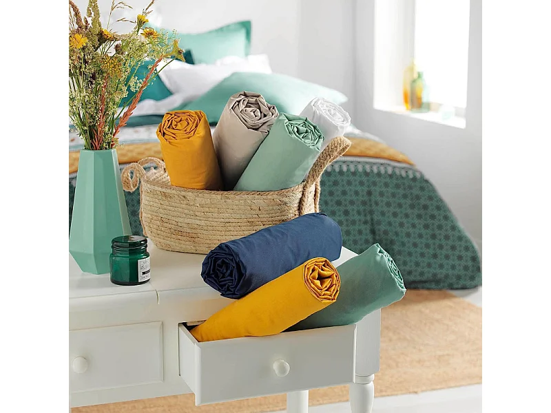 Drap Housse en Coton "Biolina" 140x190cm Gris