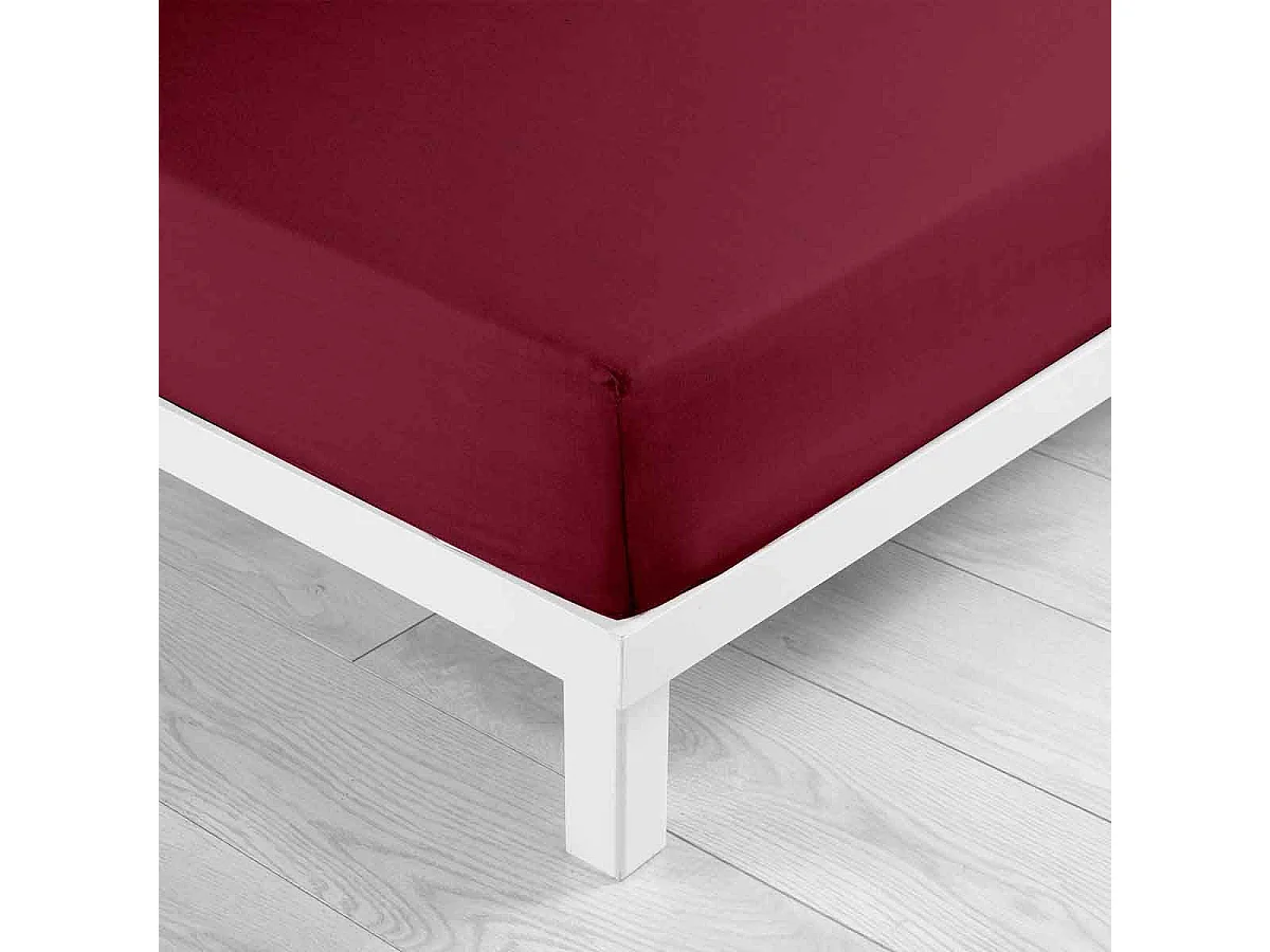 Drap Housse en Coton "Biolina" 180x200cm Bordeaux