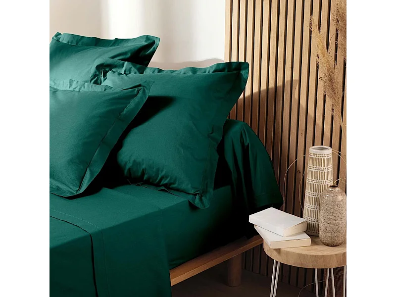 Drap Housse en Coton "Biolina" 180x200cm Émeraude