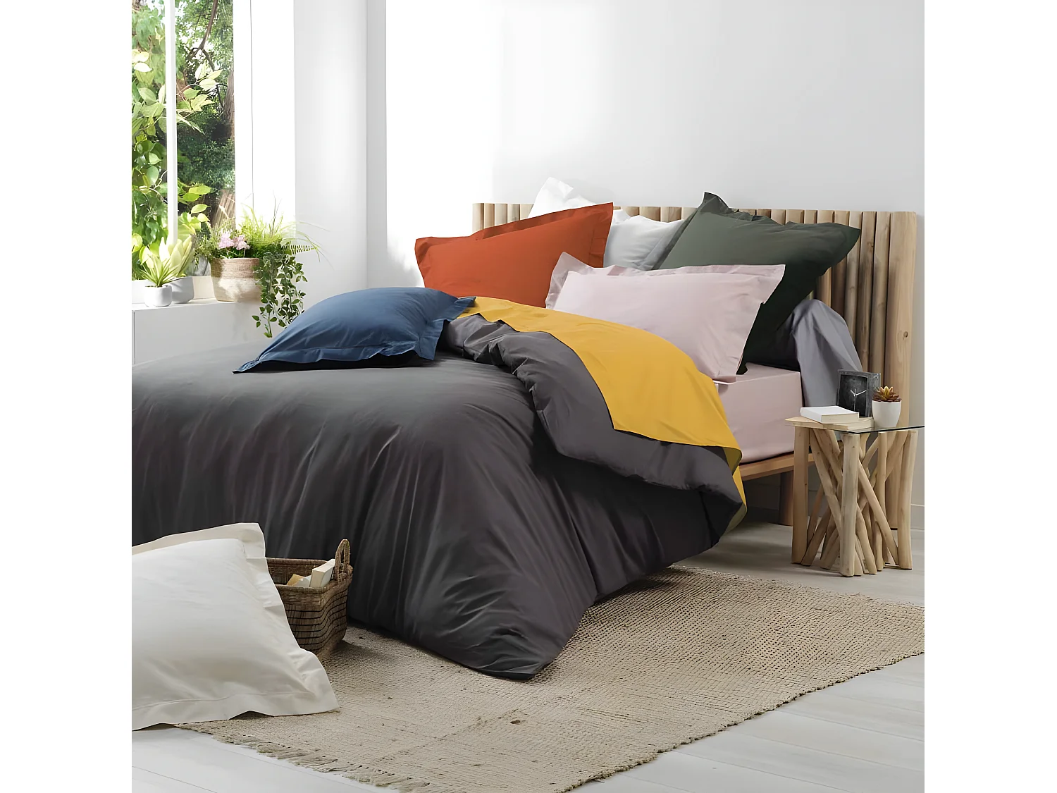 Drap Housse "Percaline" 160x200cm Kaki