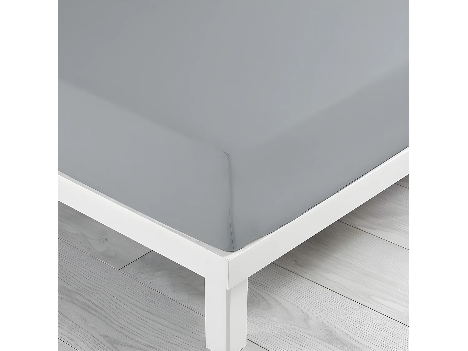 Drap Housse "Lina" 160x200cm Gris Galet