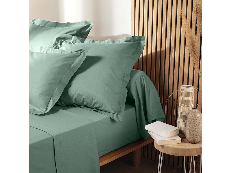 Drap Housse en Coton "Biolina" 140x190cm Sauge