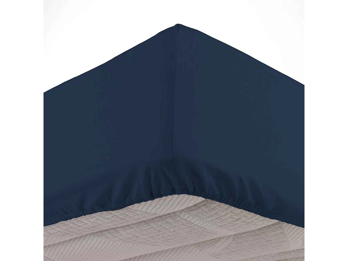 Drap Housse en Coton "Biolina" 180x200cm Bleu Nuit