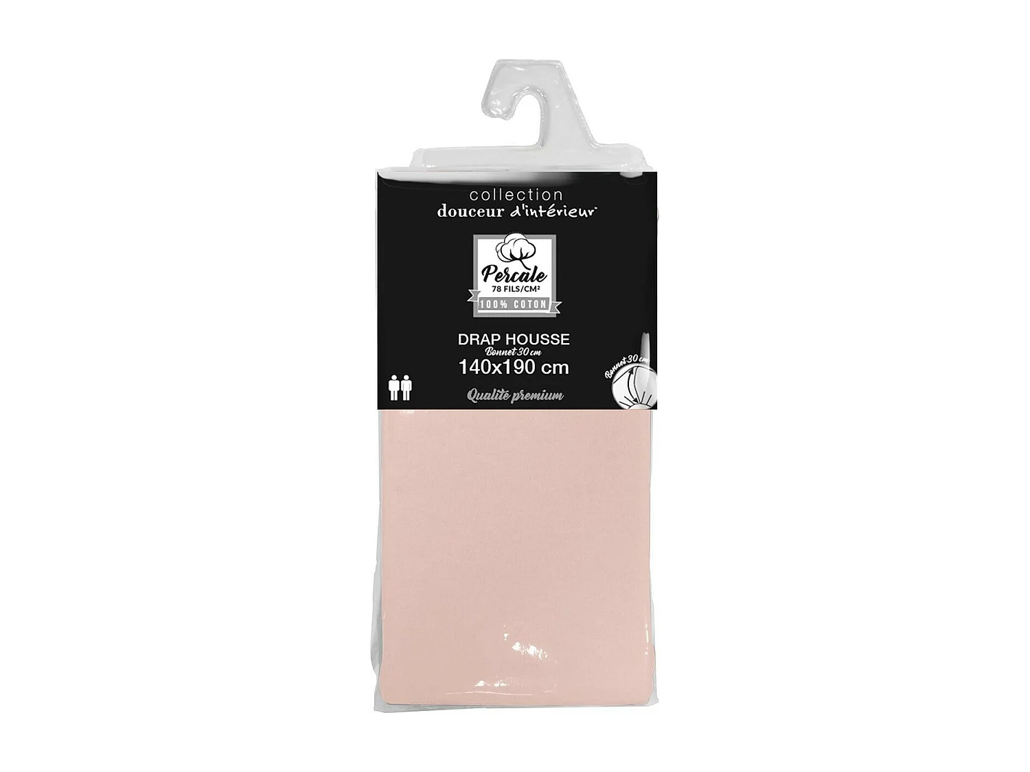 Drap Housse "Percaline" 140x190cm Rose