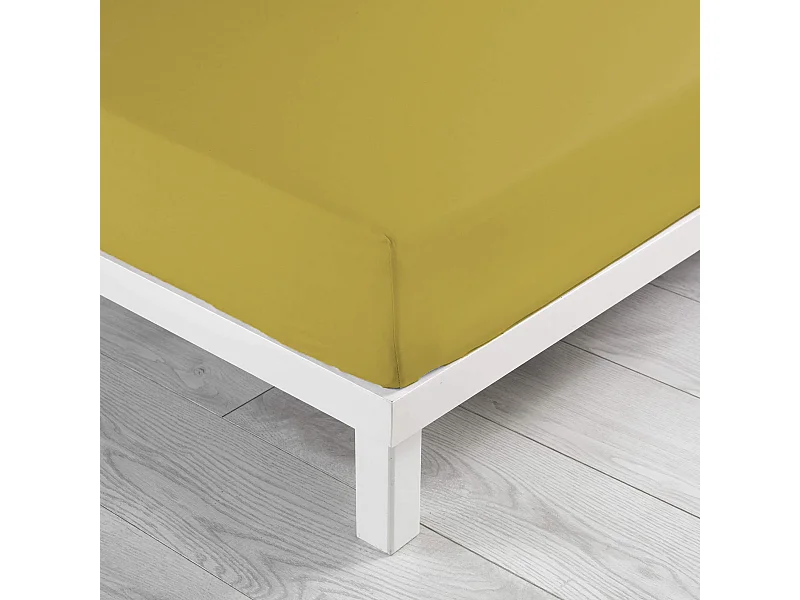 Drap Housse en Coton "Linette" 140x190cm Jaune
