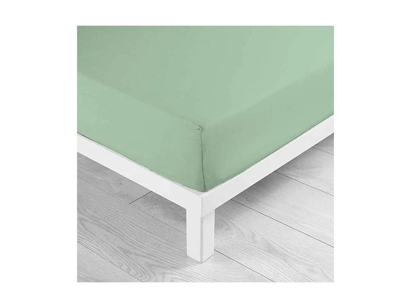 Drap Housse en Coton "Biolina" 90x190cm Sauge