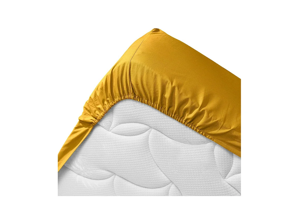Drap Housse en Coton "Biolina" 160x200cm Ocre