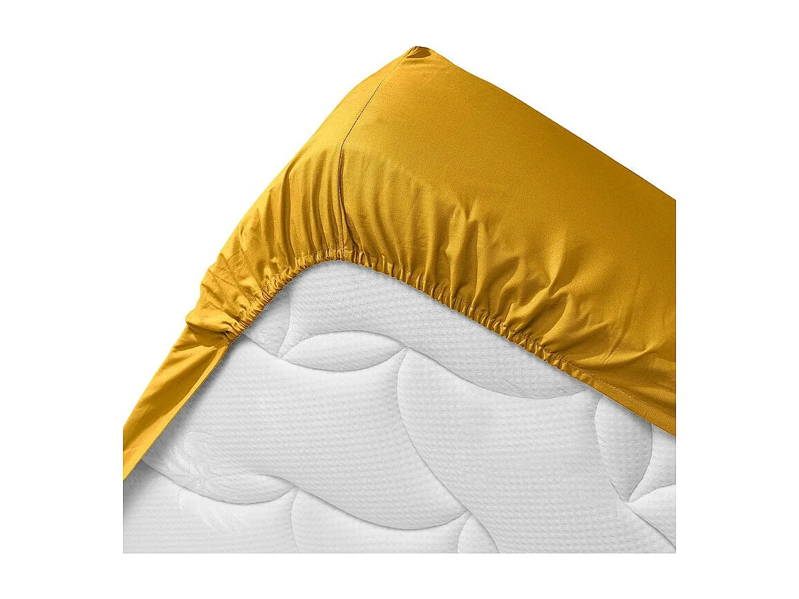 Drap Housse en Coton "Biolina" 160x200cm Ocre