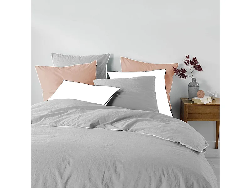 Drap Housse en Coton "Linette" 160x200cm Gris