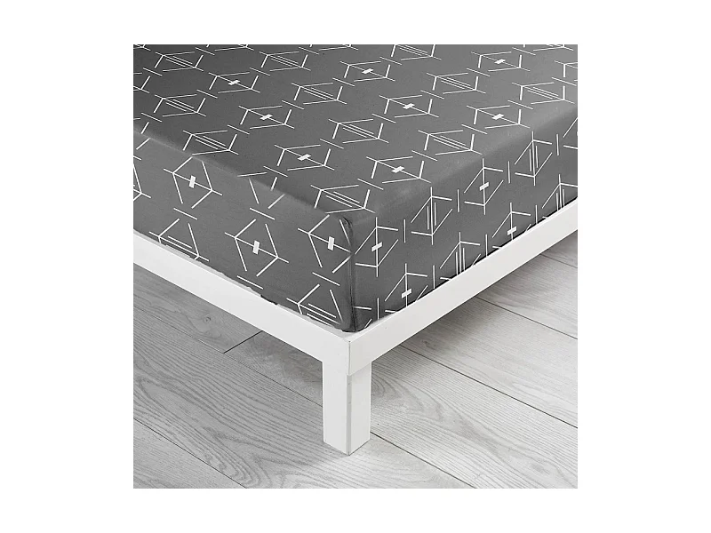 Drap Housse en Coton "Aristide" 140x190cm Anthracite