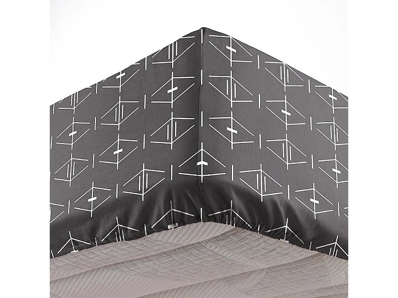 Drap Housse en Coton "Aristide" 140x190cm Anthracite