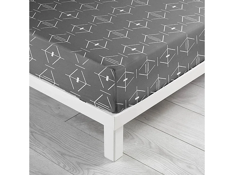 Drap Housse en Coton "Aristide" 140x190cm Anthracite