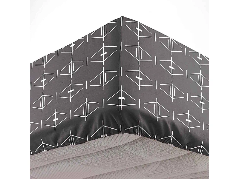 Drap Housse en Coton "Aristide" 140x190cm Anthracite