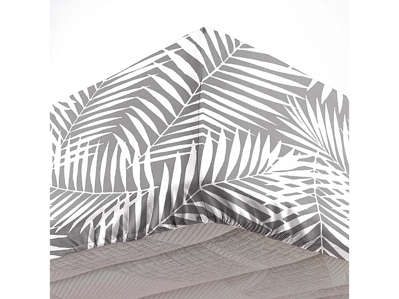 Drap Housse en Coton "Botania" 90x190cm Gris