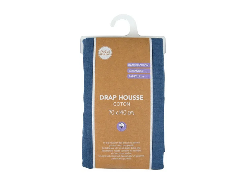 Drap Housse Bébé "Extensible" 70x140cm Bleu Foncé