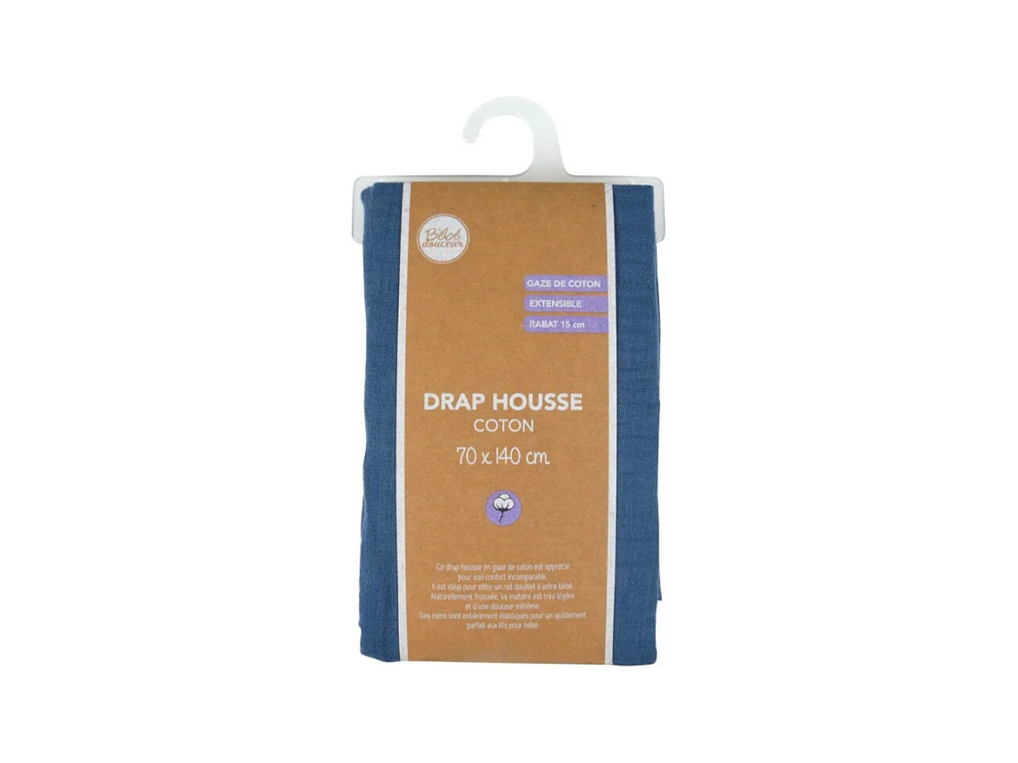 Drap Housse Bébé "Extensible" 70x140cm Bleu Foncé