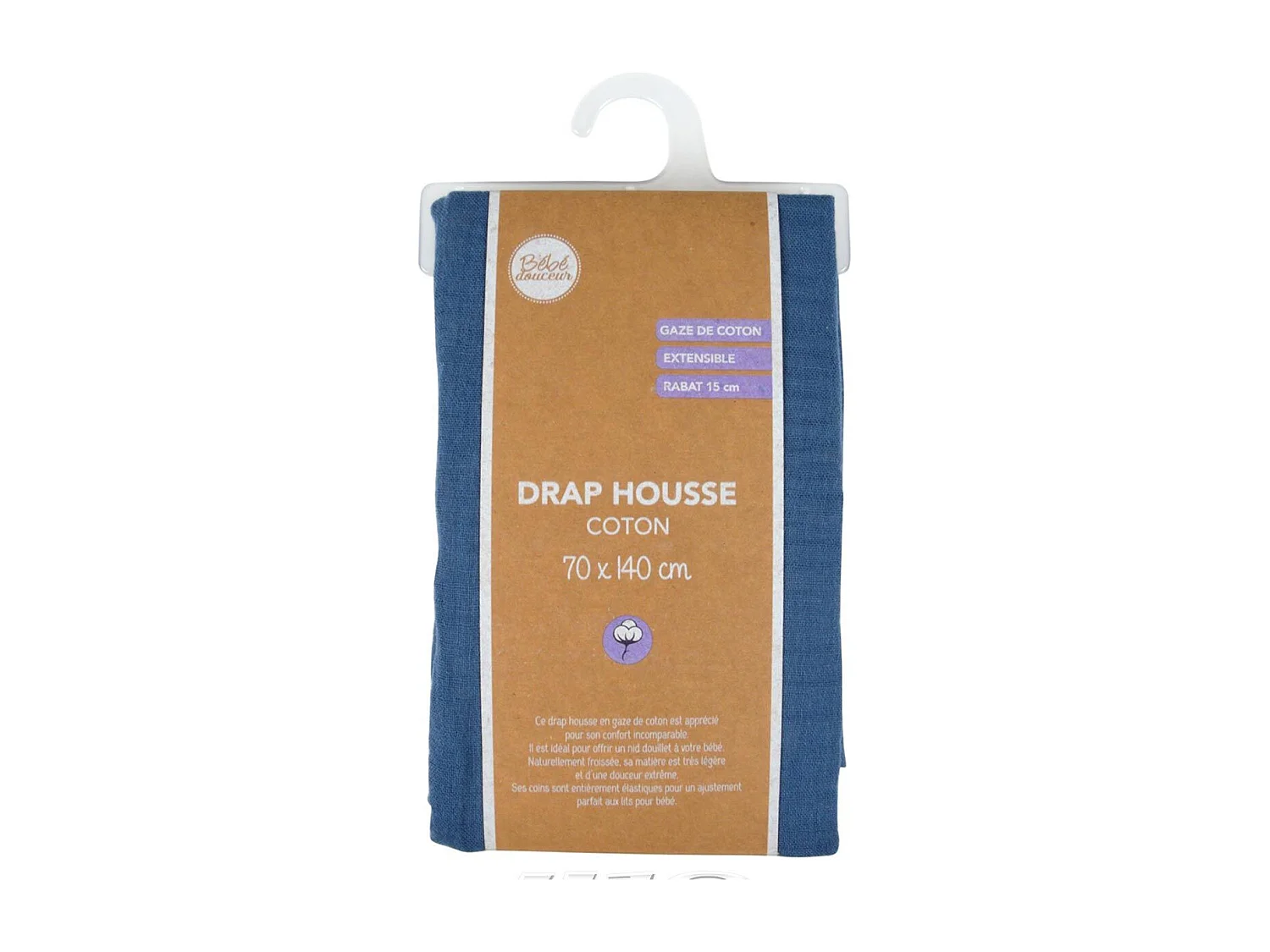 Drap Housse Bébé "Extensible" 70x140cm Bleu Foncé