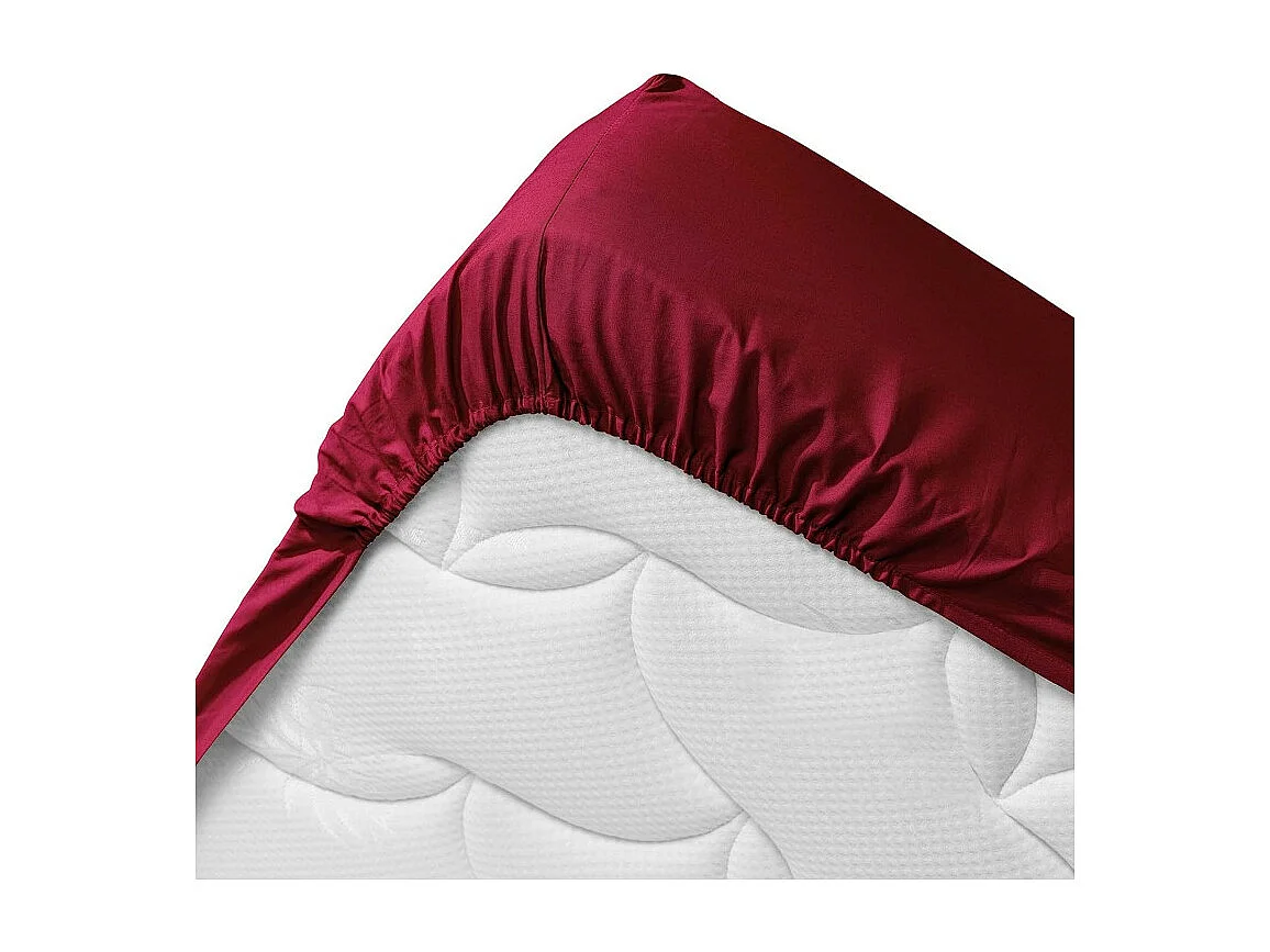 Drap Housse en Coton "Biolina" 90x190cm Bordeaux