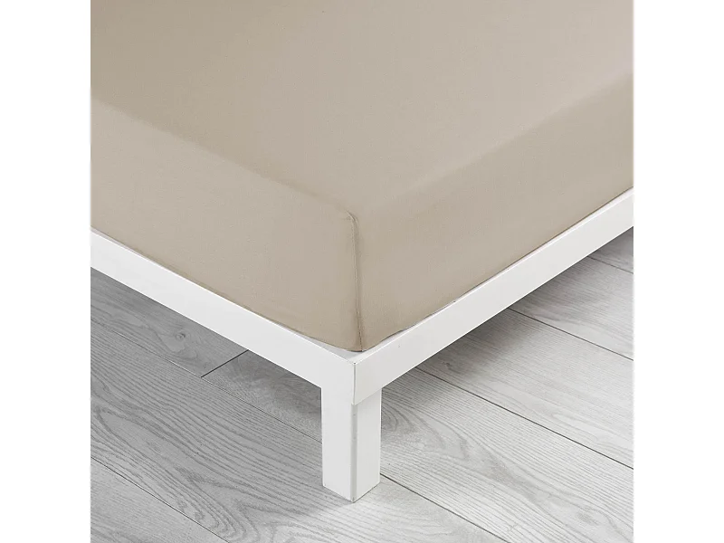 Drap Housse en Coton "Biolina" 140x190cm Taupe