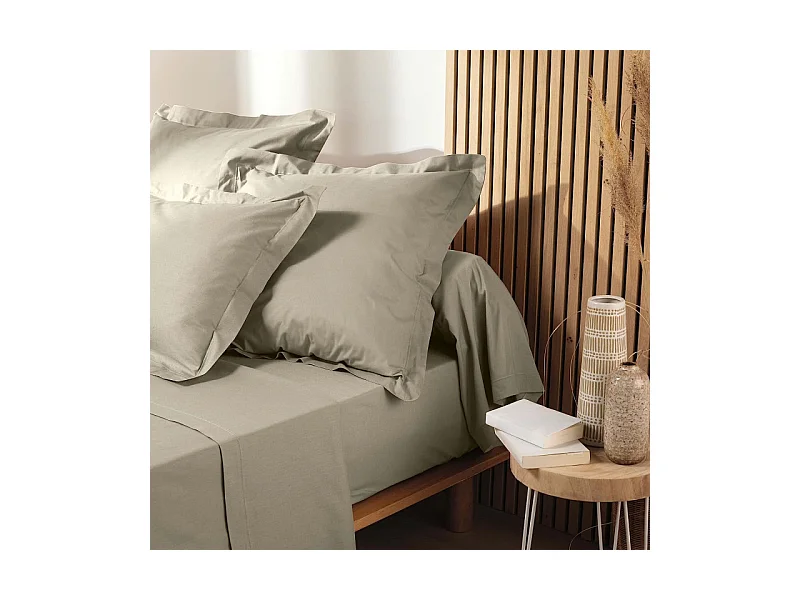 Drap Housse en Coton "Biolina" 140x190cm Taupe