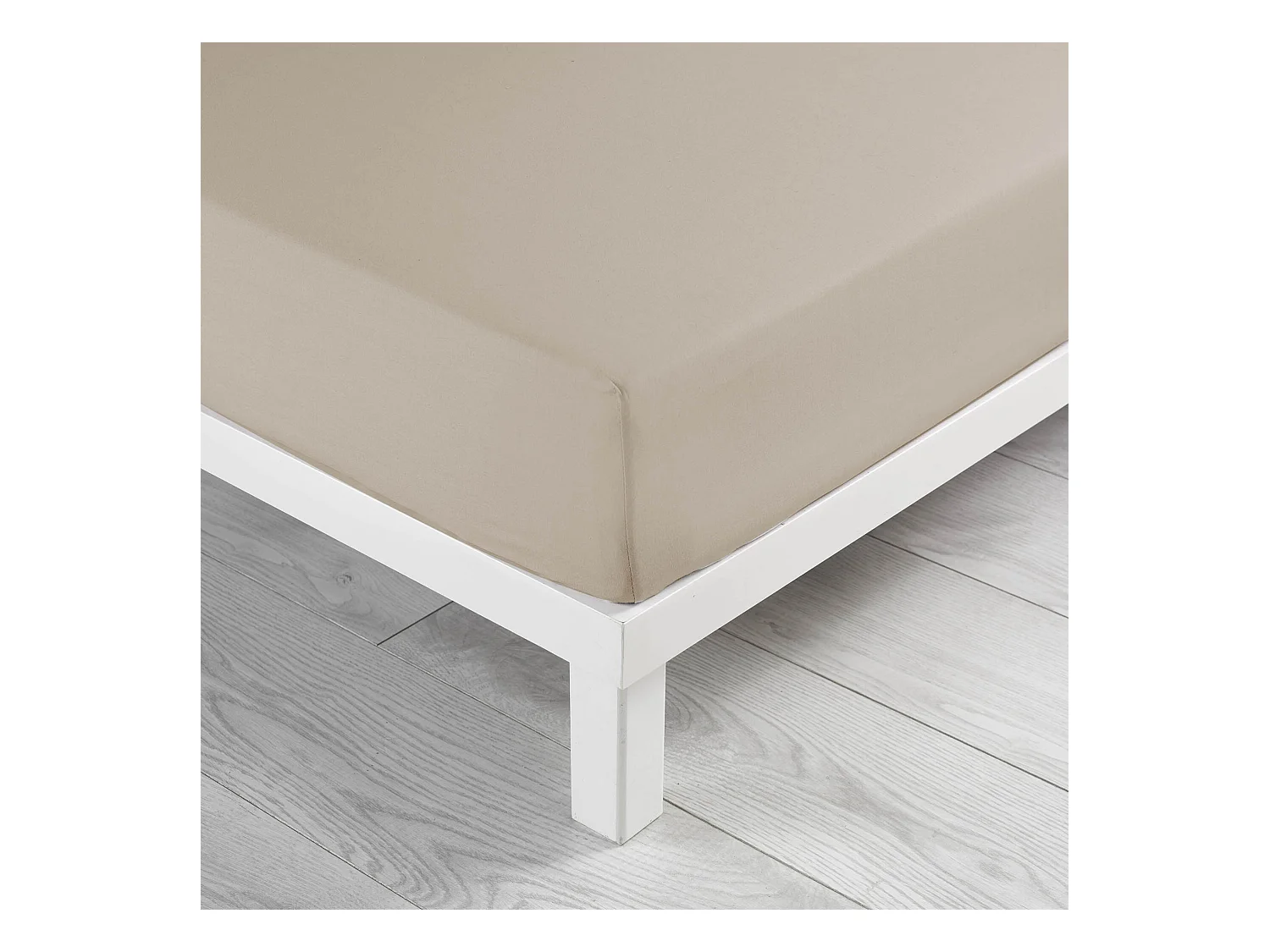 Drap Housse en Coton "Biolina" 140x190cm Taupe