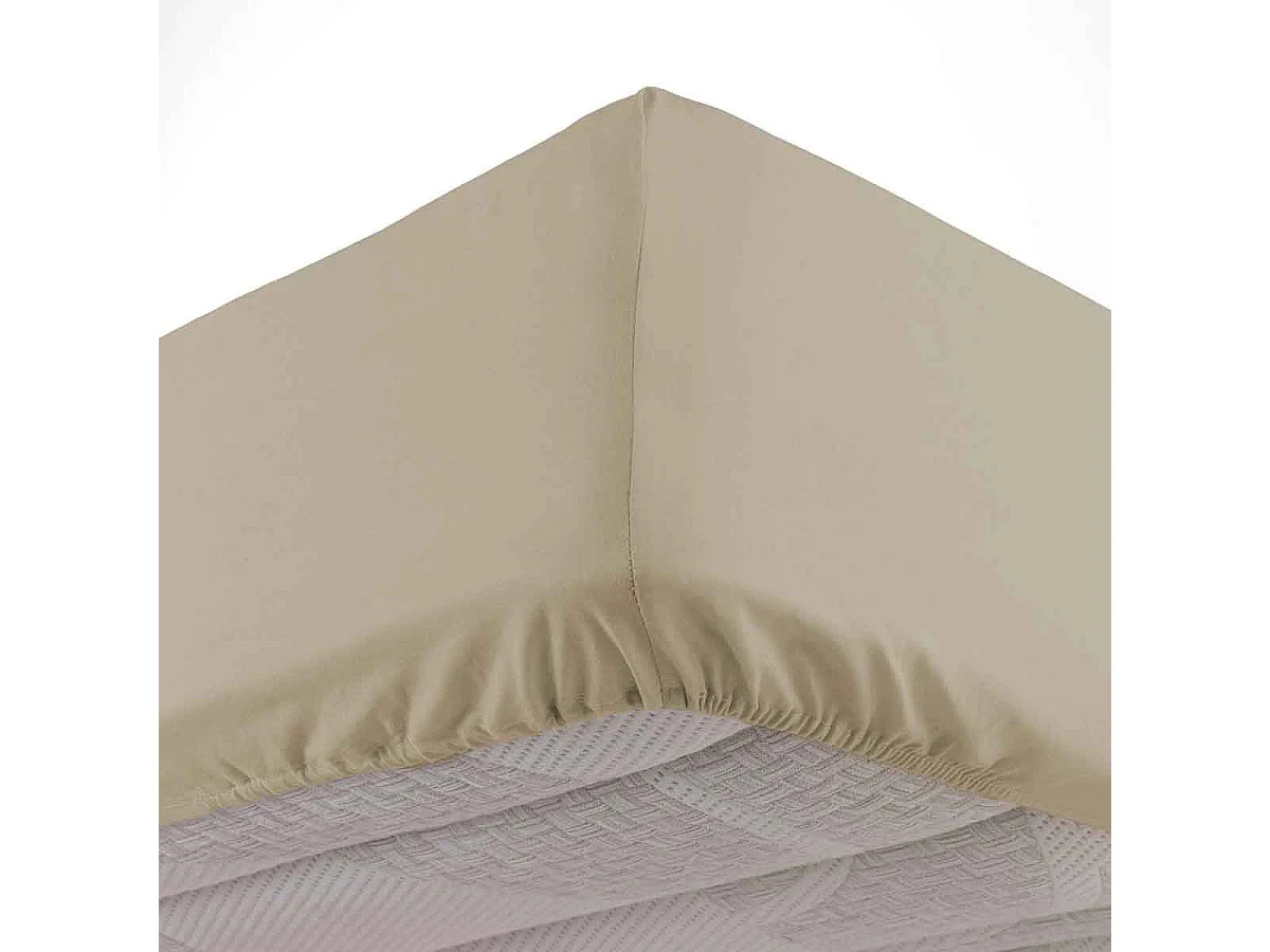 Drap Housse en Coton "Biolina" 140x190cm Taupe