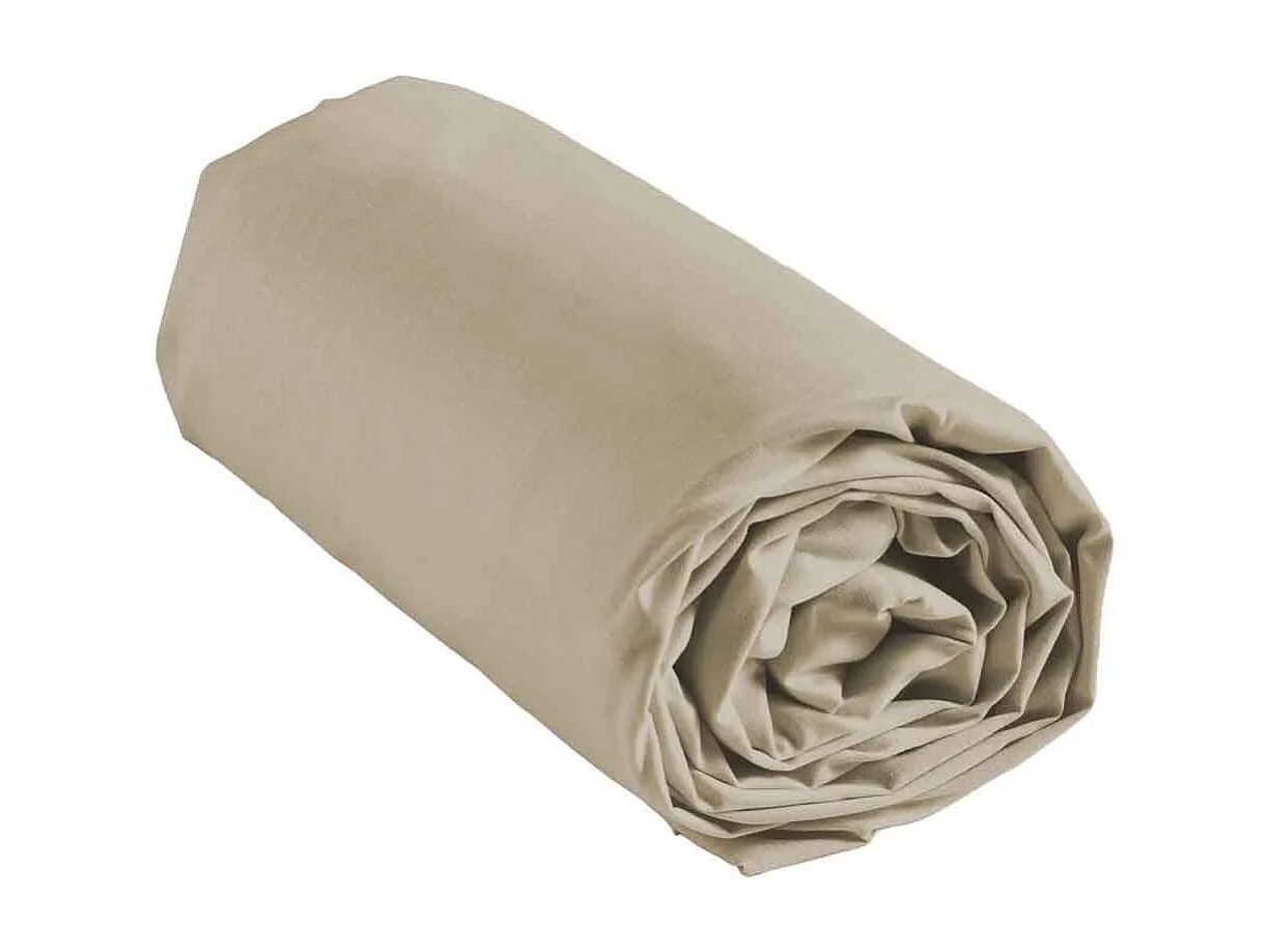Drap Housse en Coton "Biolina" 140x190cm Taupe