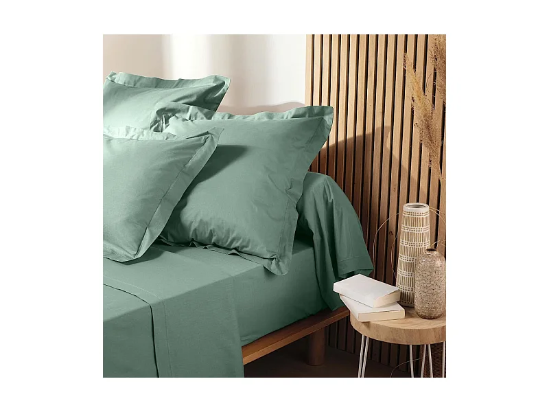 Drap Housse en Coton "Biolina" 160x200cm Sauge
