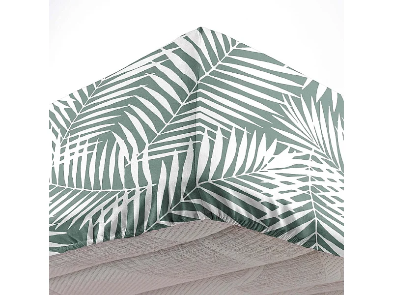 Drap Housse en Coton "Botania" 140x190cm Sauge