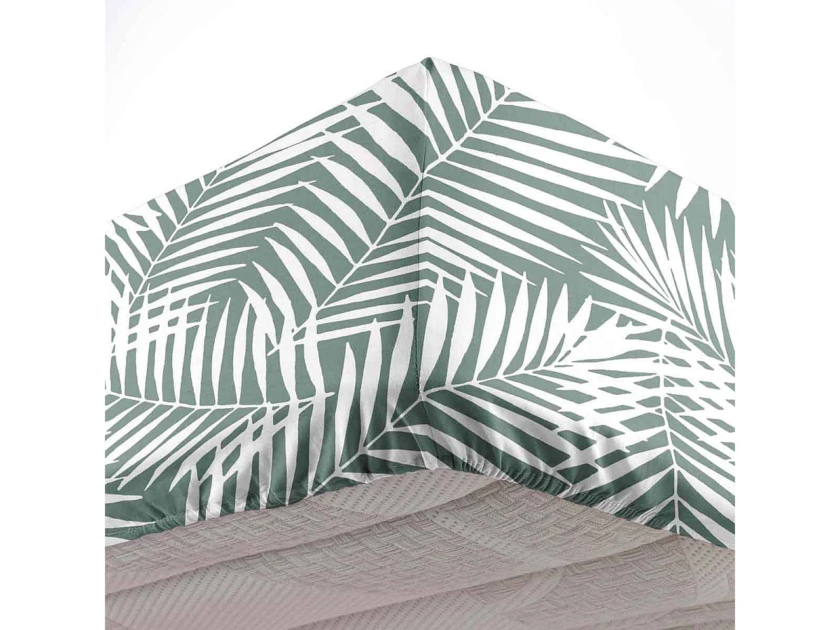 Drap Housse en Coton "Botania" 140x190cm Sauge