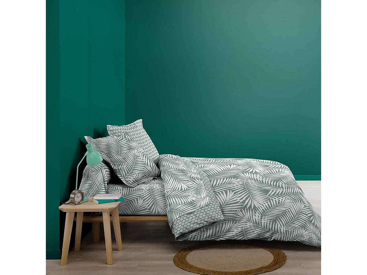 Drap Housse en Coton "Botania" 140x190cm Sauge