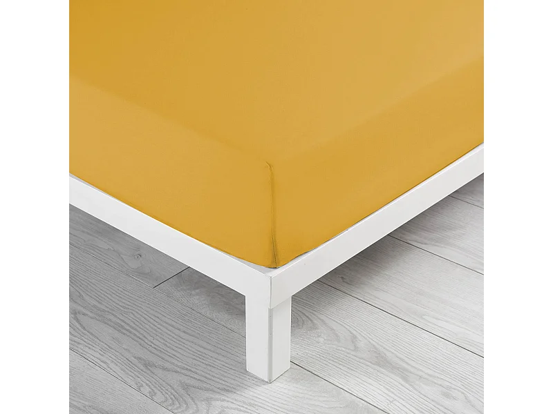 Drap Housse en Coton "Biolina" 140x190cm Ocre