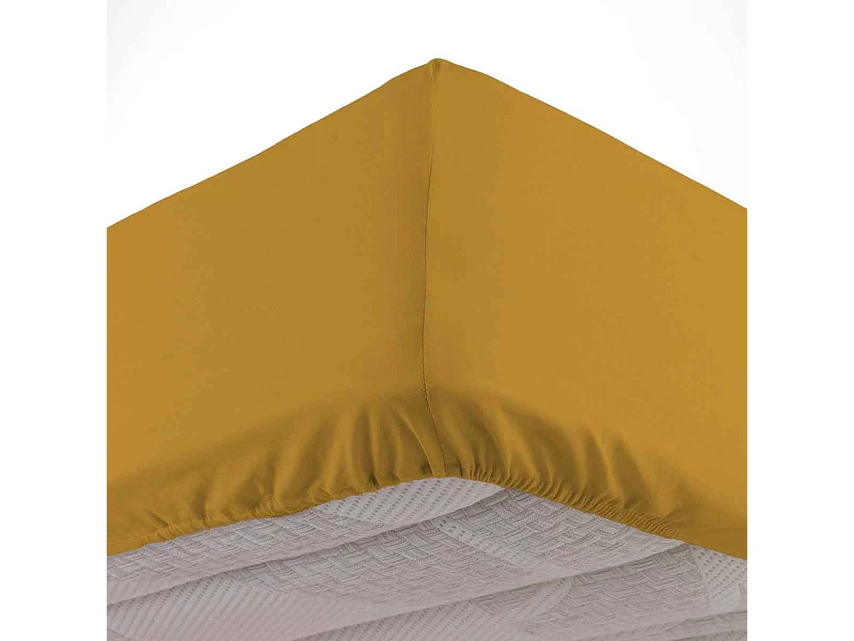 Drap Housse en Coton "Biolina" 140x190cm Ocre