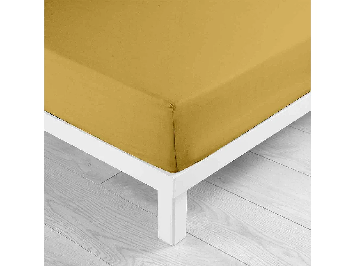 Drap Housse en Coton "Biolina" 140x190cm Ocre