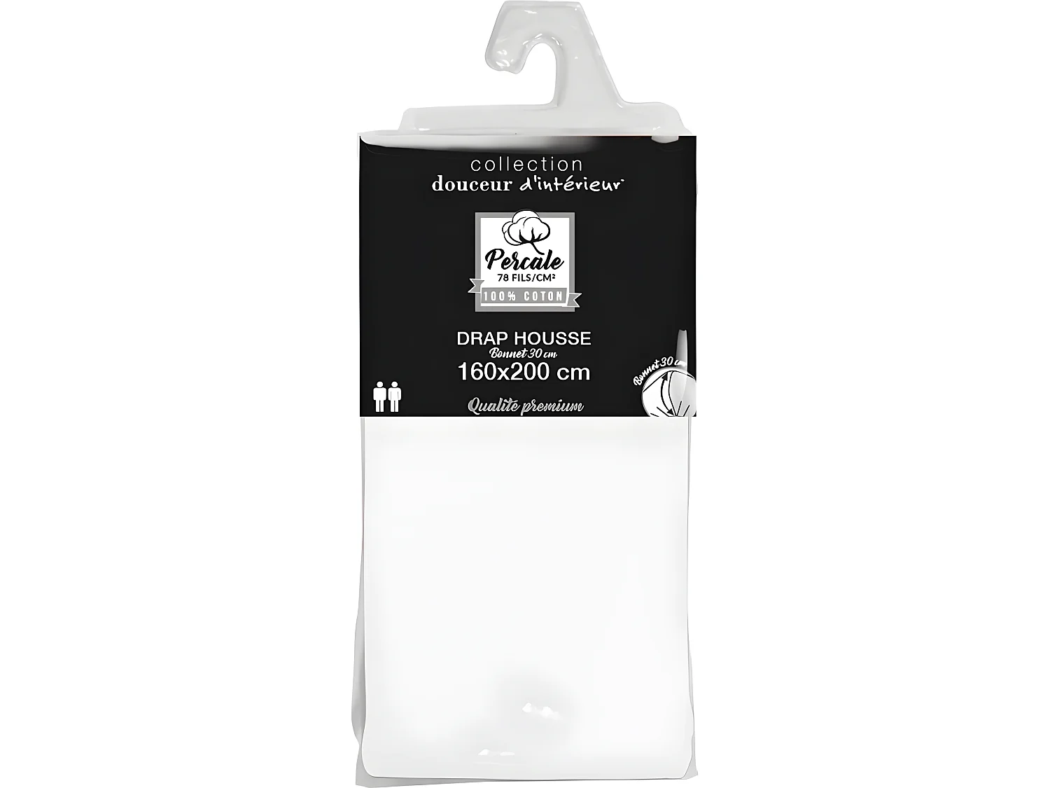 Drap Housse "Percaline" 160x200cm Blanc