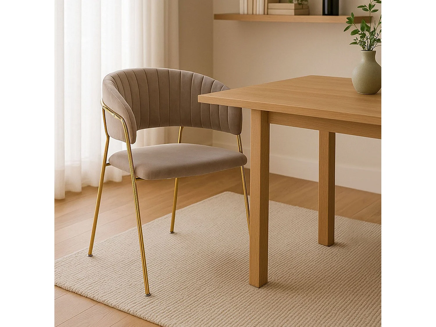 Lot de 4 Chaises en Velours "Batora" 79cm Taupe