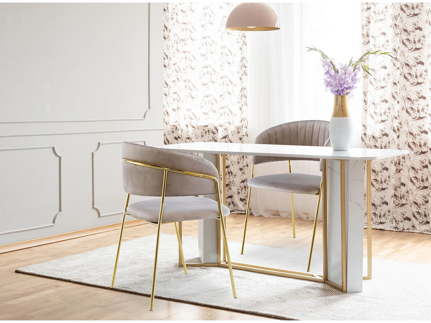 Lot de 4 Chaises en Velours "Batora" 79cm Taupe