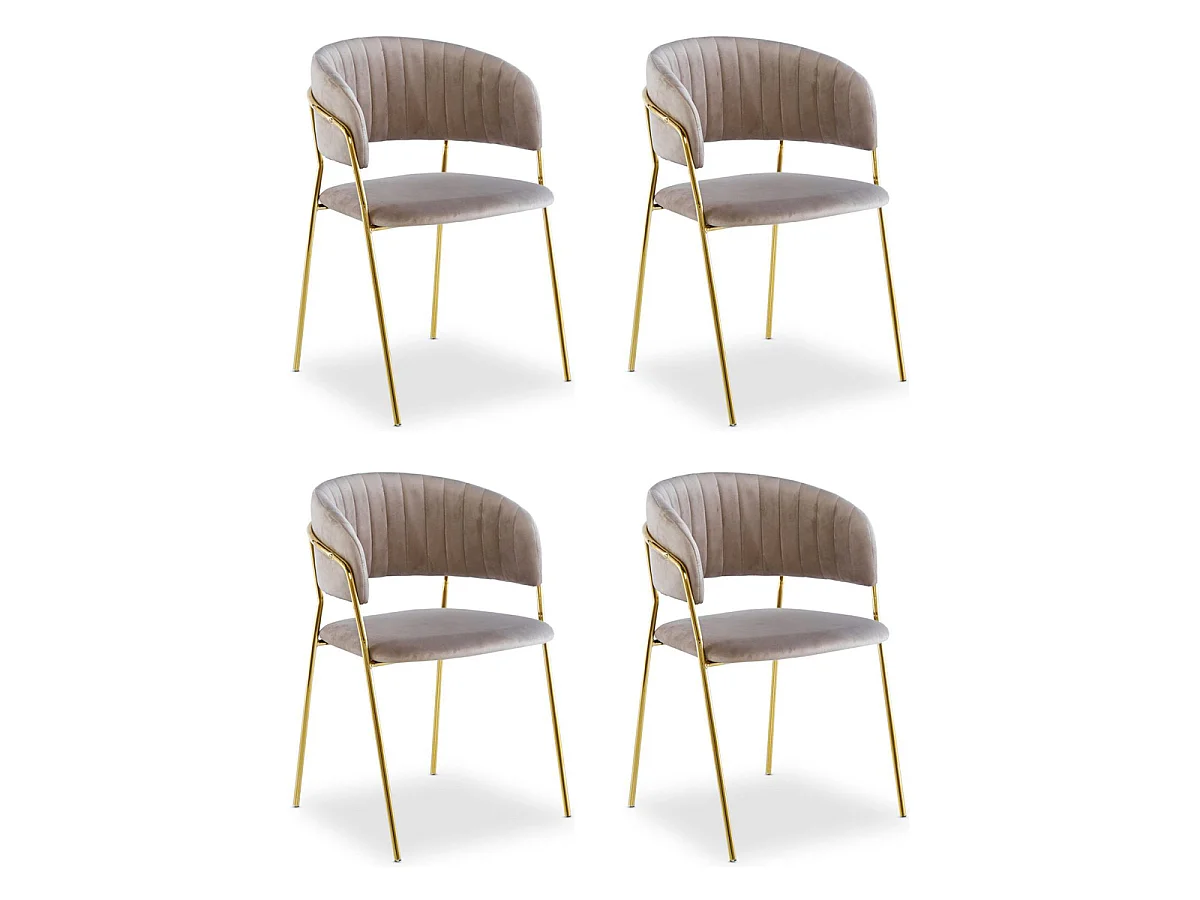 Lot de 4 Chaises en Velours "Batora" 79cm Taupe