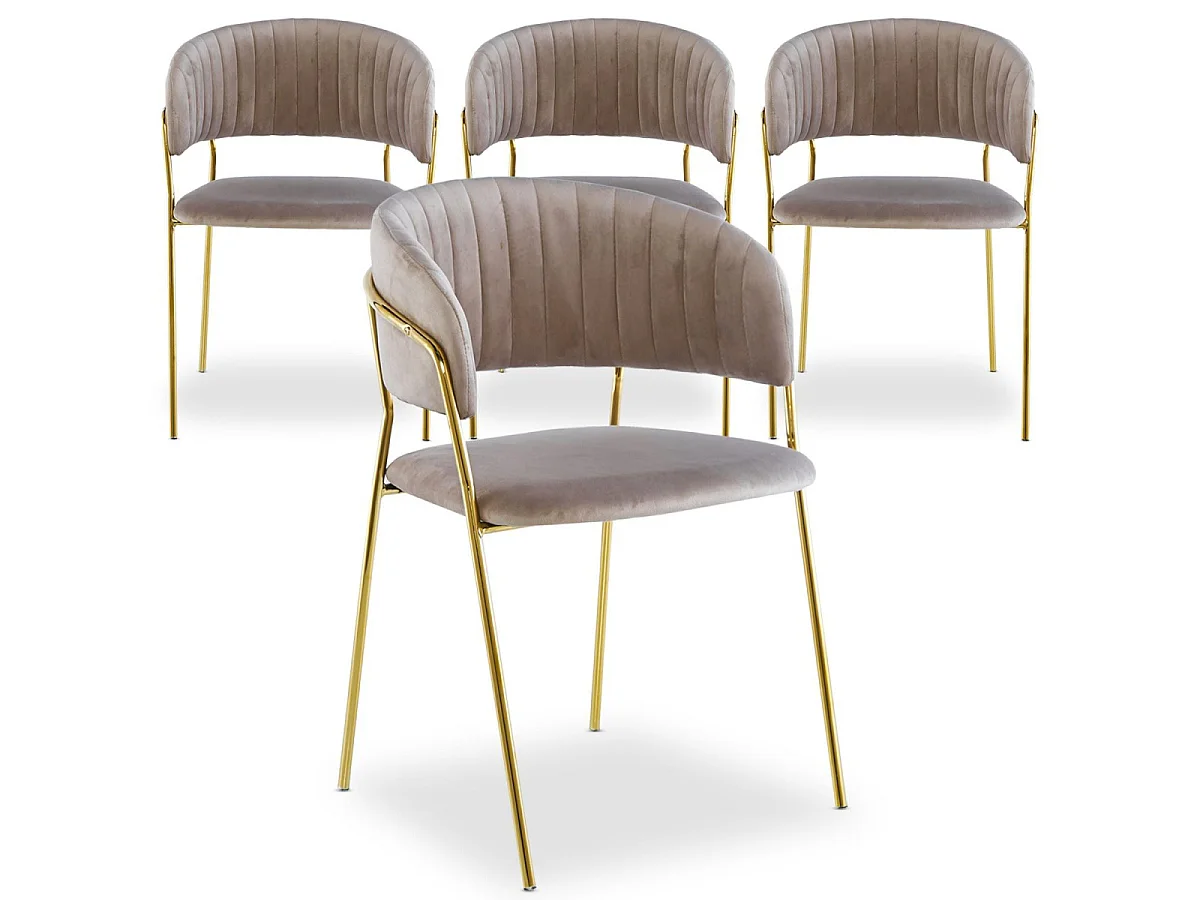 Lot de 4 Chaises en Velours "Batora" 79cm Taupe