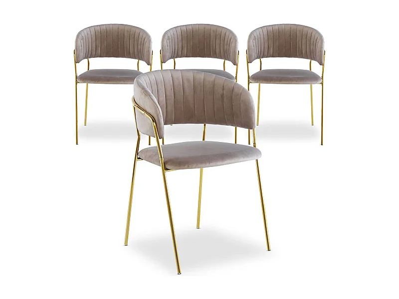 Lot de 4 Chaises en Velours "Batora" 79cm Taupe