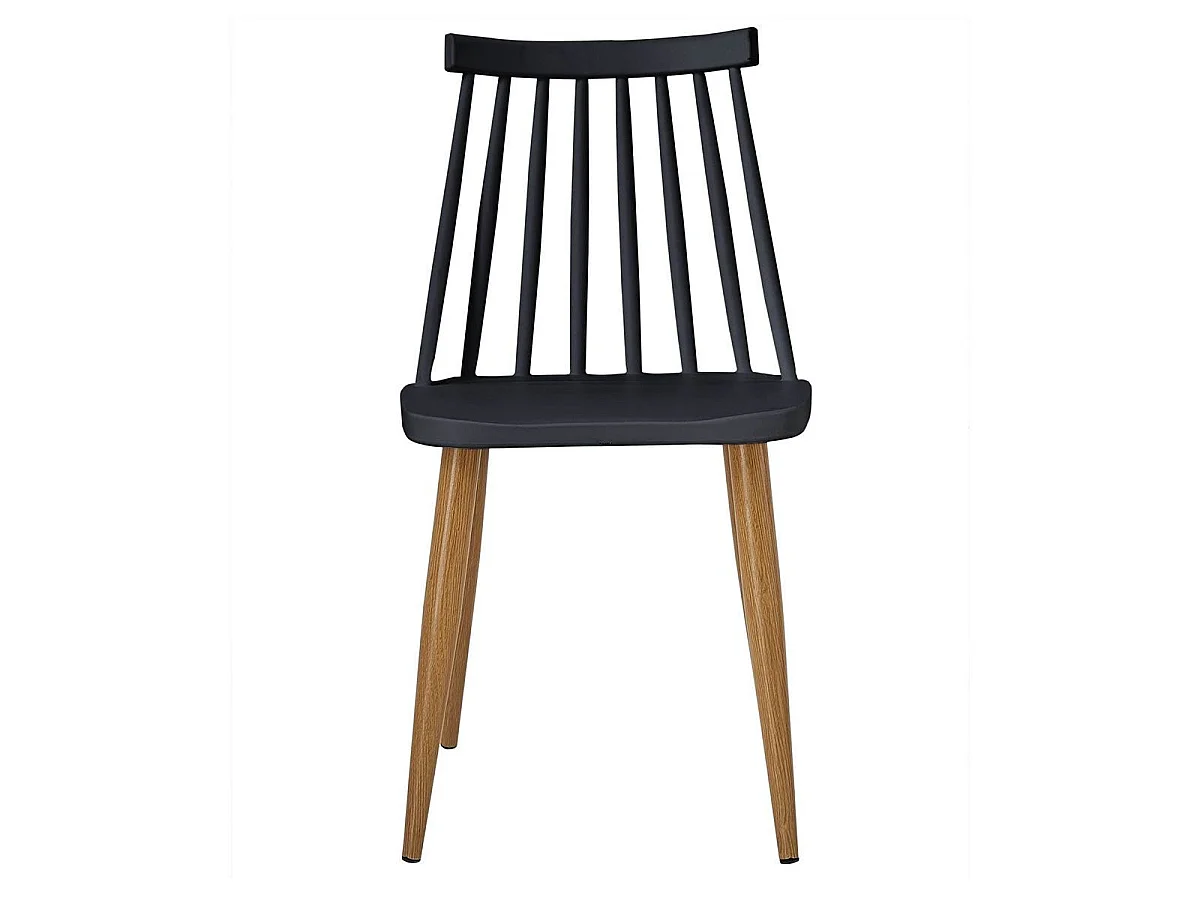 Set van 2 Scandinavische Stoelen "Estelle" Zwart 77cm Metalen Poten Hout Effect